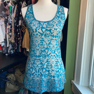 Women's Costa Blanca Tank Top XL Blue Gray Burnout Racerback